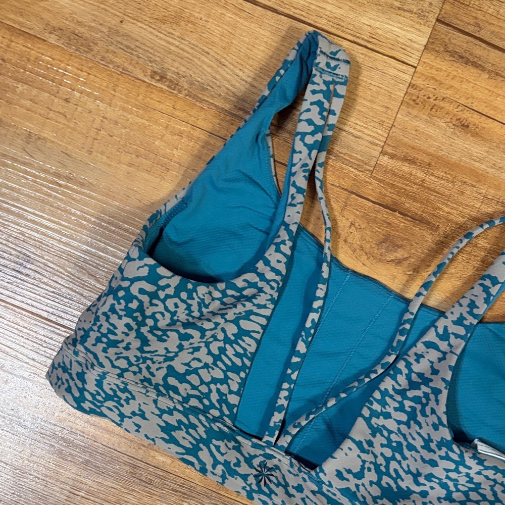 Athleta Exhale Animal Print Teal & gray sports bra Size small - Picture 4 of 6